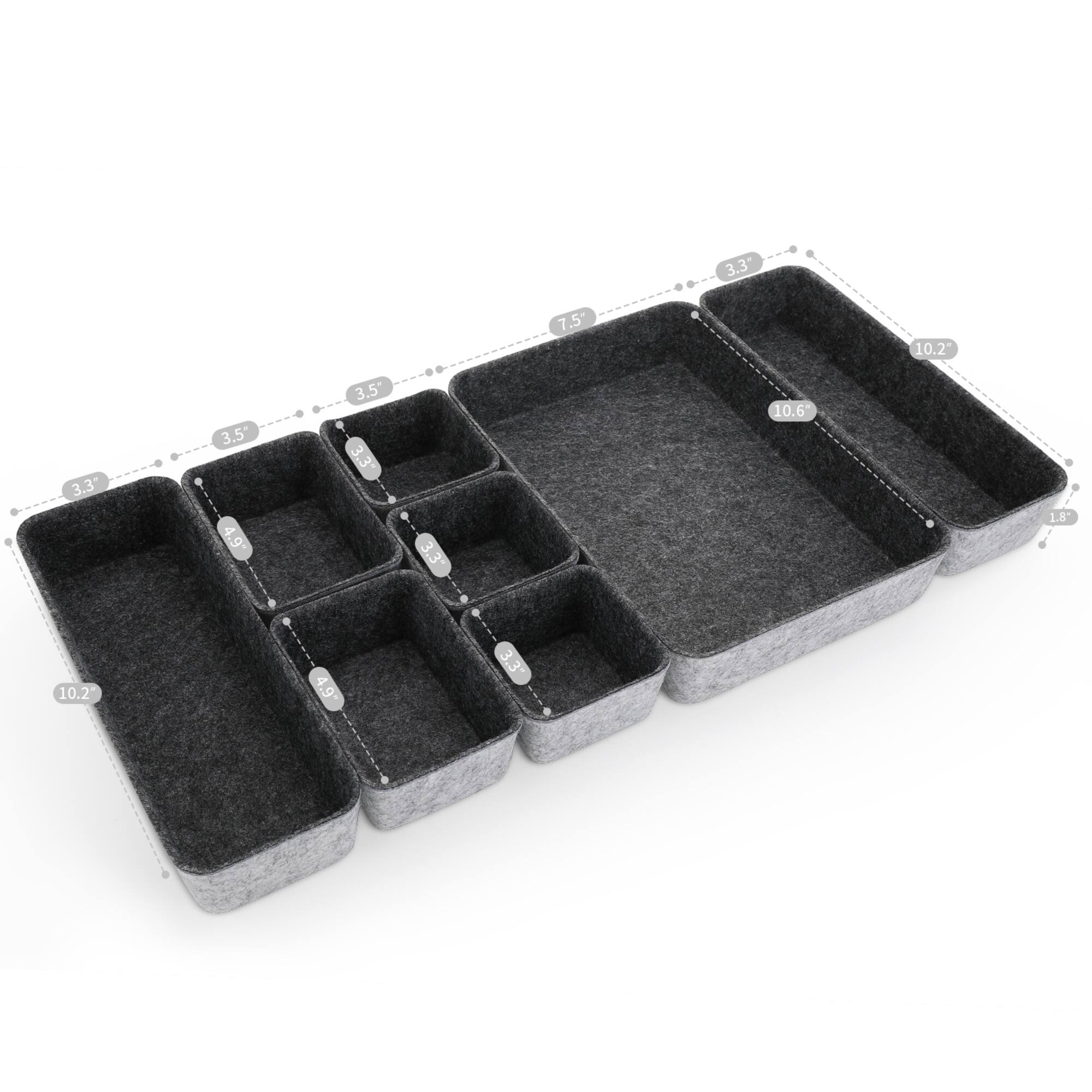 Welaxy Felt 8 Piece Drawer Organizer Tray Set
